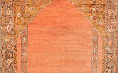 Antique Turkish Oushak Prayer Rug 7 ft 8 in x 6 ft 6 in (2.34 m x 1.98 m)