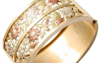 Antique Victorian Gold on Silver Cuff Bracelet
