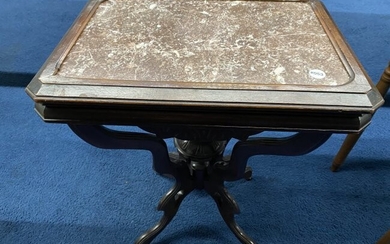 Antique Walnut Marble Top Table