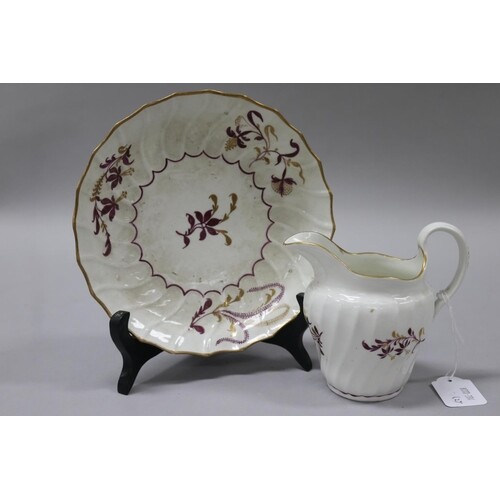 Antique Worcester jug and plate, c1780, approx 19cm Dia and ...