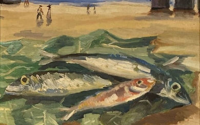 Antonio Coropra (1909-2004) - Beach Still Life with Fish / Natura morta con pesci