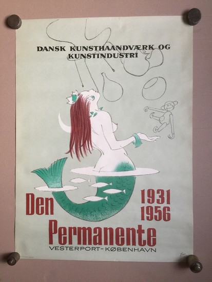 Arne Ungermann: Den Permanente. Advertising poster. Signed U. 1956. Lithographic print in colours. 85×62 cm. Unframed.