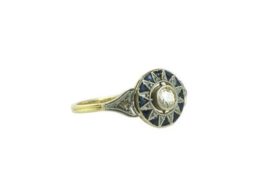 Art Deco ring in 18 K yellow and white gold with