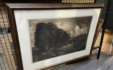 Artist Unknown - "Landscape", photogravure, 63 x 85cm (frame), signed lower left