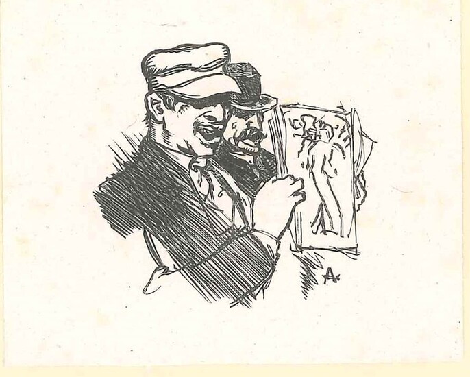 Auguste Lepère Two Men with an Illustration, XIX Century...