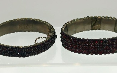 BOHEMIAN; Two Giltmetal And Garnet Bracelets