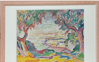 BRAQUE Georges (D'après) (1882-1963). «Trouee sur la mer ». Impression d’après l'oeuvre originale, signée dans...
