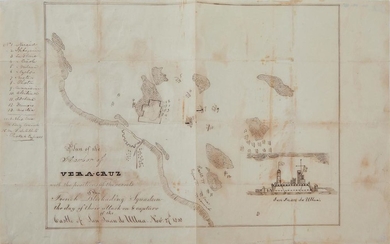 Battle of Veracruz, Capture of San Juan de Ulua, firsthand account and map (2pcs)