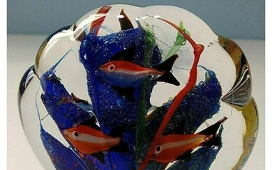 Beautiful Glass Paperweight Murano Fish Aquarium