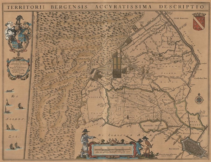 [Bergen]. "Territorii Bergensis accuratissima descriptio". Carte engr. en partie contemp. par J. DOU, avec 2...