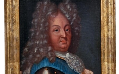 Bildnis eines Adeligen in Prunkrüstung, wohl Friedrich Wilhelm, Herzog von Mecklenburg-Schwerin, 1. H. 18. Jh., in der Art von Hyacinthe Rigaud
