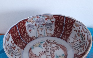 Bowl - Antique Bol de service japonais Imari , avec décor de 2 phoenixs - Porcelain