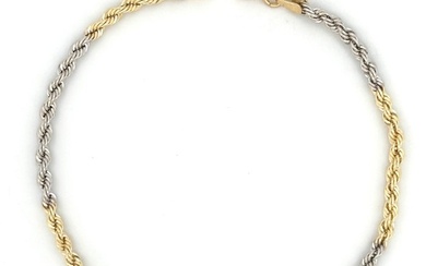 Bracciale a fune 18 carati - 19,3 x 0,25 cm - 2,60 grammi - Bracelet - fune bicolore White gold, Yellow gold