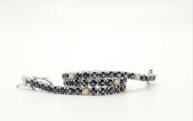 Bracelet - 18 kt. White gold - 5.50 tw. Sapphire - Diamond