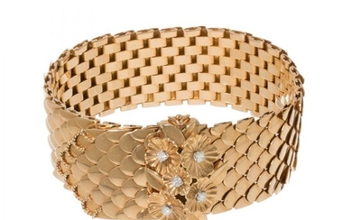 Bracelet in 18K yellow gold and diamonds of 0,3 cts.