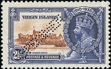 British Virgin Islands 1935-46 perforated Specimen group comprising 1922-28 Script 1d. and 1½d....