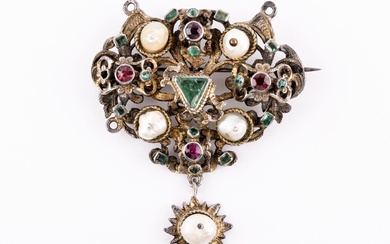 Broche pendentif broche perles baroques percées,... - Lot 53 - Marambat - de Malafosse