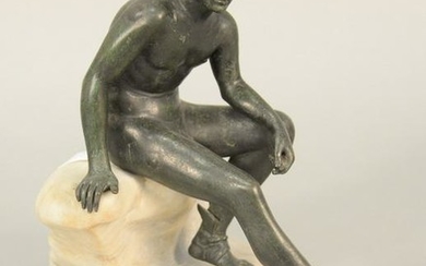 Bronze figure of a nude man with winged sandals, a
