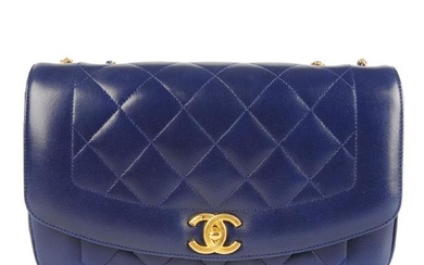 CHANEL - a blue Diana quilted handbag. Designed with