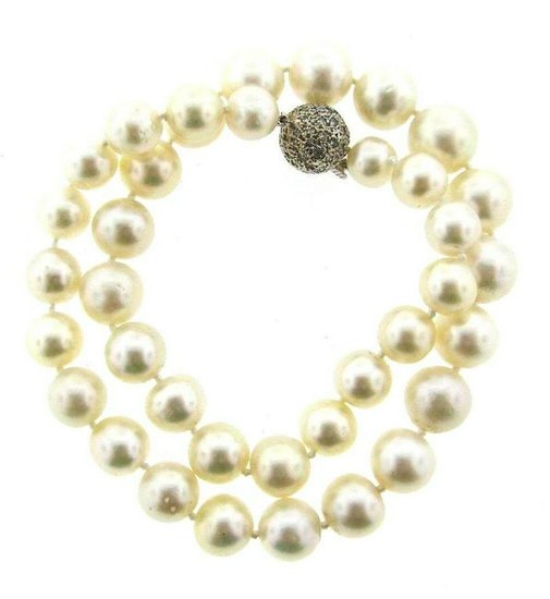 CHIC 14k White Gold, Diamond & South Sea Pearl Necklace