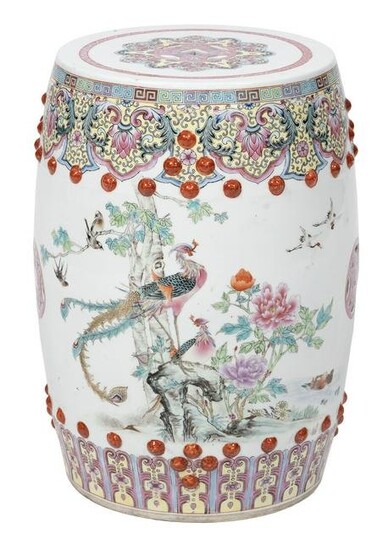 CHINESE FAMILLE ROSE PORCELAIN GARDEN SEAT 20th Century