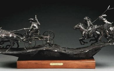 COWBOY AND INDIAN BRONZE.