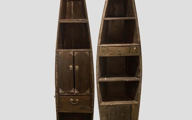 独木舟式家具一组 二十世纪 Canoe-style furniture 20th century. 42x33.5x193 cm