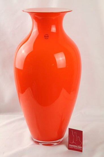 Carlo Nason - Murano.com - Amphora vase white / orange - 50 cm - Glass