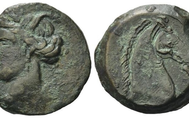 Carthaginian Domain, Sardinia, c. 300-264 BC. Æ (20mm, 4.50g). Wreathed...