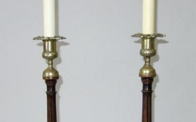 Carved Wood Candlesticks / Lamps Electrified