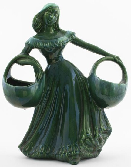 Ceramic Green Glazed Figural Jardiniere