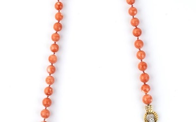 Cerasuolo coral diamond gold necklace