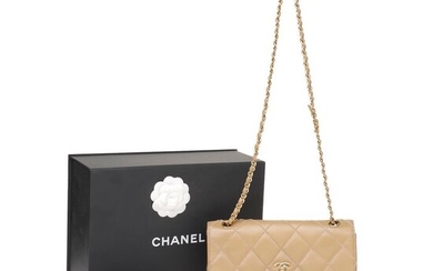 Chanel - Calfskin Quilted Medium Wild Stitch Flap Beige Crossbody bag