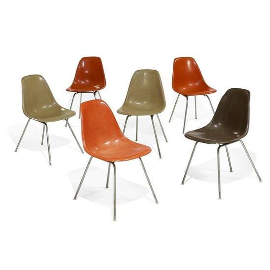 Charles Eames & Ray Eames shell side chairs, six
