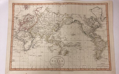 Chart Of The World According To Mercators Projection Showing Tracks & Discoveries Of Capt. Cook