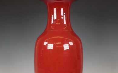 China, a large copper-red-glazed baluster vase, 19th century