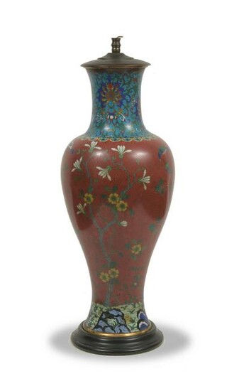 Chinese Cloisonne Vase Made Into a Lamp, 18th Century