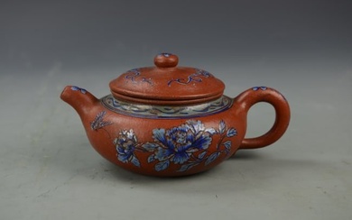 Chinese Enameled Yixing Teapot