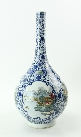 Chinese Famille Rose Long Neck Vase Jiaqing