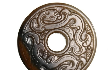 Chinese Jade Bi with Chilong, Song or Ming