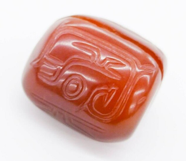 Chinese Qing Red Jade Split Bead or Toggle