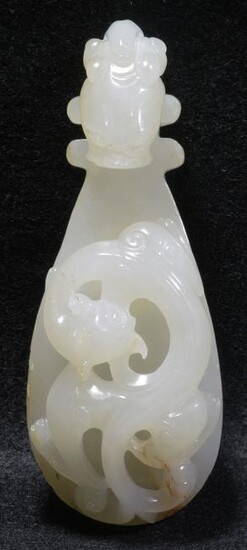 Chinese White Jade Dragon Hook