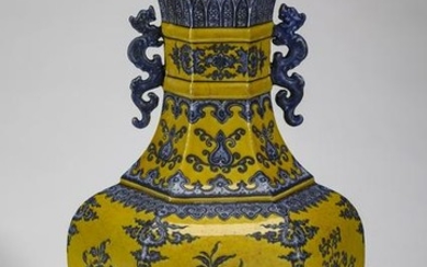 Chinese famille jaune vase depicting the seasons