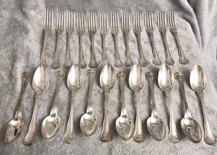 Christofle - Cutlery set for twelve people (24) - Silverplate - Filet