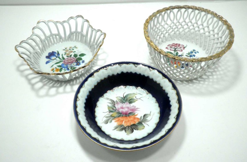 Collection of 3 Romanian Porcelain Small Baskets made by Cluj