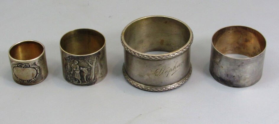 Collection of 4 Antique German Silver Napkin Rings