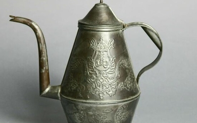 Colonial Pierced Tin Plate Tea Pot, 19th C