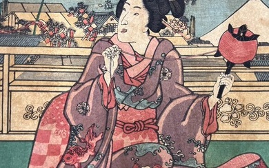 'Color Purple Five Festivals, Early Akino-style Tanabata Festival' 色紫五節句-初秋野風七夕まつり - 1858 - Utagawa Kunisada II (1823-80) - Japan - Edo Period (1600-1868)