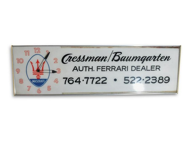Cressman/Baumgarten Auth. Ferrari Dealer Maserati Clock