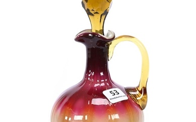 Cruet, Plated Amberina By New England Glass